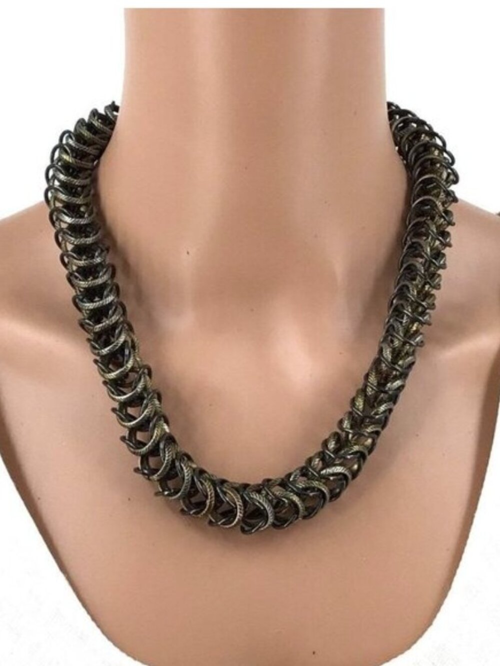 Natasha Couture Necklace Interwoven Metal Spine Like Style Adjustable Length